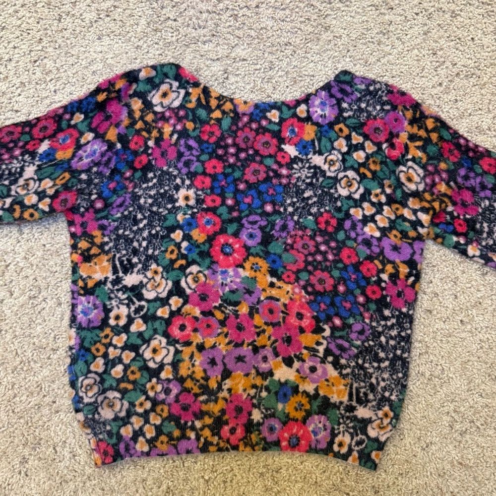Anthropologie Floral Eyelash Multicolor Bouquet Flowers Romantic Fuzzy Sweater S - Picture 6 of 7